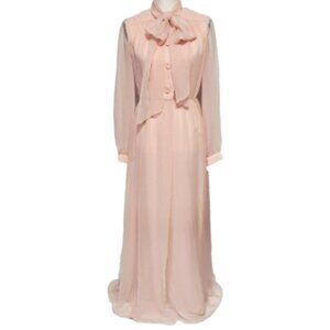 Vtg FELIX ARBEO Chiffon Overlay Maxi Dress AVENTURA Carrie Couture Union Made